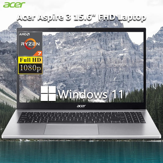 Acer Aspire 3 15.6" FHD Laptop,AMD Ryzen 7 5700U Processor,Up to 64GB RAM,2TB SSD,AMD Radeon Graphics,WiFi6,Numeric Keypad,Win11