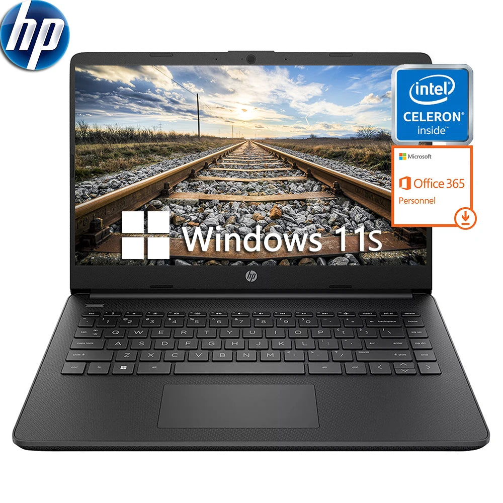 HP Newest 14" Business Laptop, Intel Celeron N4120, 16GB RAM, 384GB Storage(128GB eMMC+256GB Micro SD), 1Year Office 365, Black