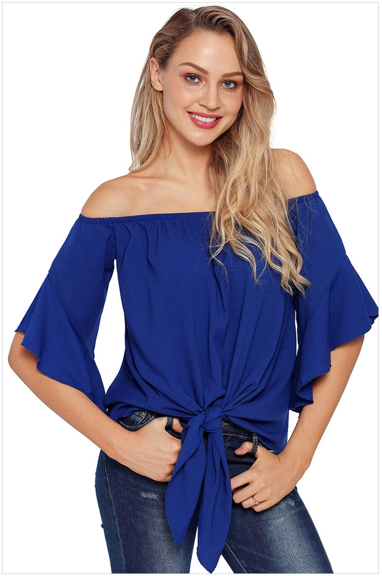 Dilamon Solid Color Three-Quarter Length Sleeve Casual Loose Tube Top