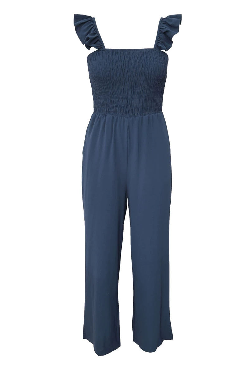 Pure Color Casual Waist Tight Amazon All-Match Jumpsuit