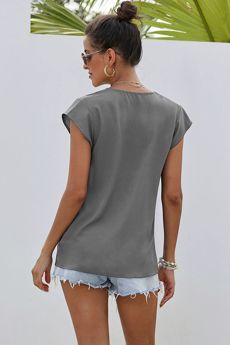 Fashion Short Sleeve Pullover Stand-up Collar Slim Fit Vest Shirt