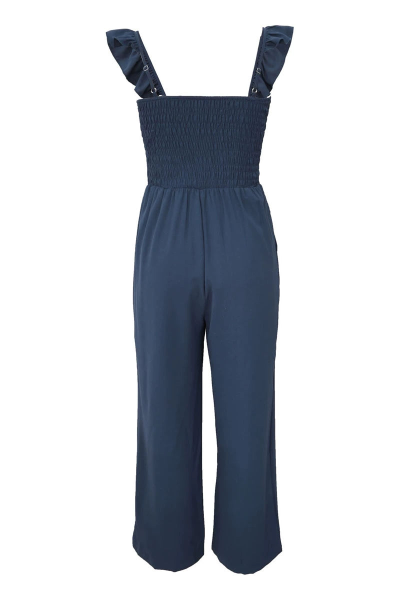 Pure Color Casual Waist Tight Amazon All-Match Jumpsuit