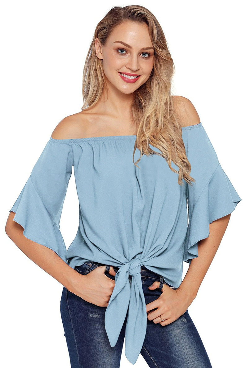 Dilamon Solid Color Three-Quarter Length Sleeve Casual Loose Tube Top