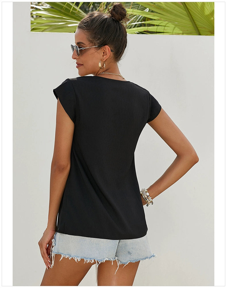 Fashion Short Sleeve Pullover Stand-up Collar Slim Fit Vest Shirt