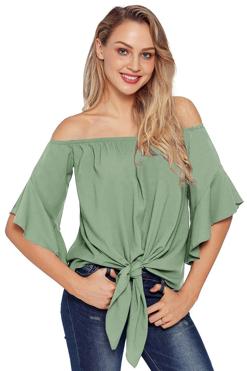 Dilamon Solid Color Three-Quarter Length Sleeve Casual Loose Tube Top