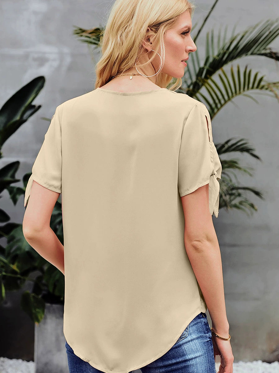 Fashion Summer Pure Color Loose Half-Sleeve Top Shirt