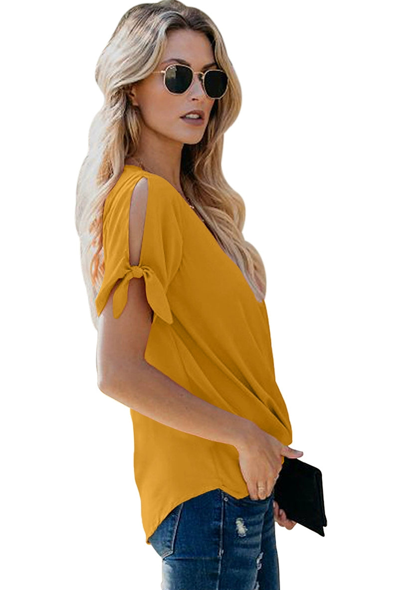 Fashion Summer Pure Color Loose Half-Sleeve Top Shirt