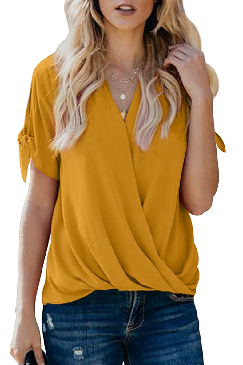 Fashion Summer Pure Color Loose Half-Sleeve Top Shirt