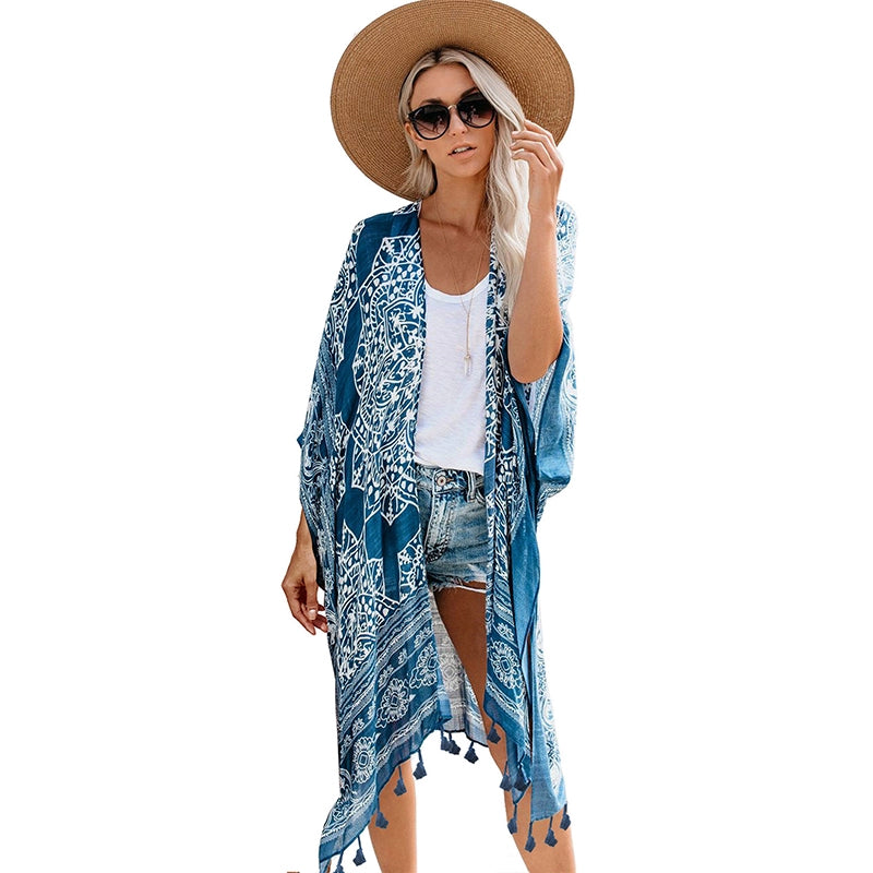 Fashion New Arrival Beach Sun Protection Clothing Women's 2024 Summer Easiest for Match Beach Vacation Cardigan Loose Bikini Blouse