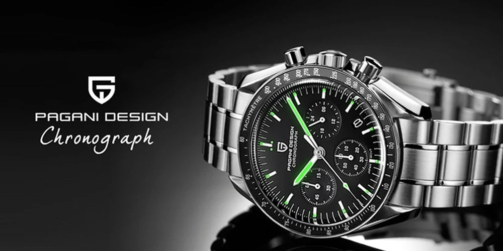 PAGANI DESIGN Moon Mens Watch Chronometer Sapphire Mirror Sports Quartz Watch For Men Waterproof Luminous Relogio Masculino 2024