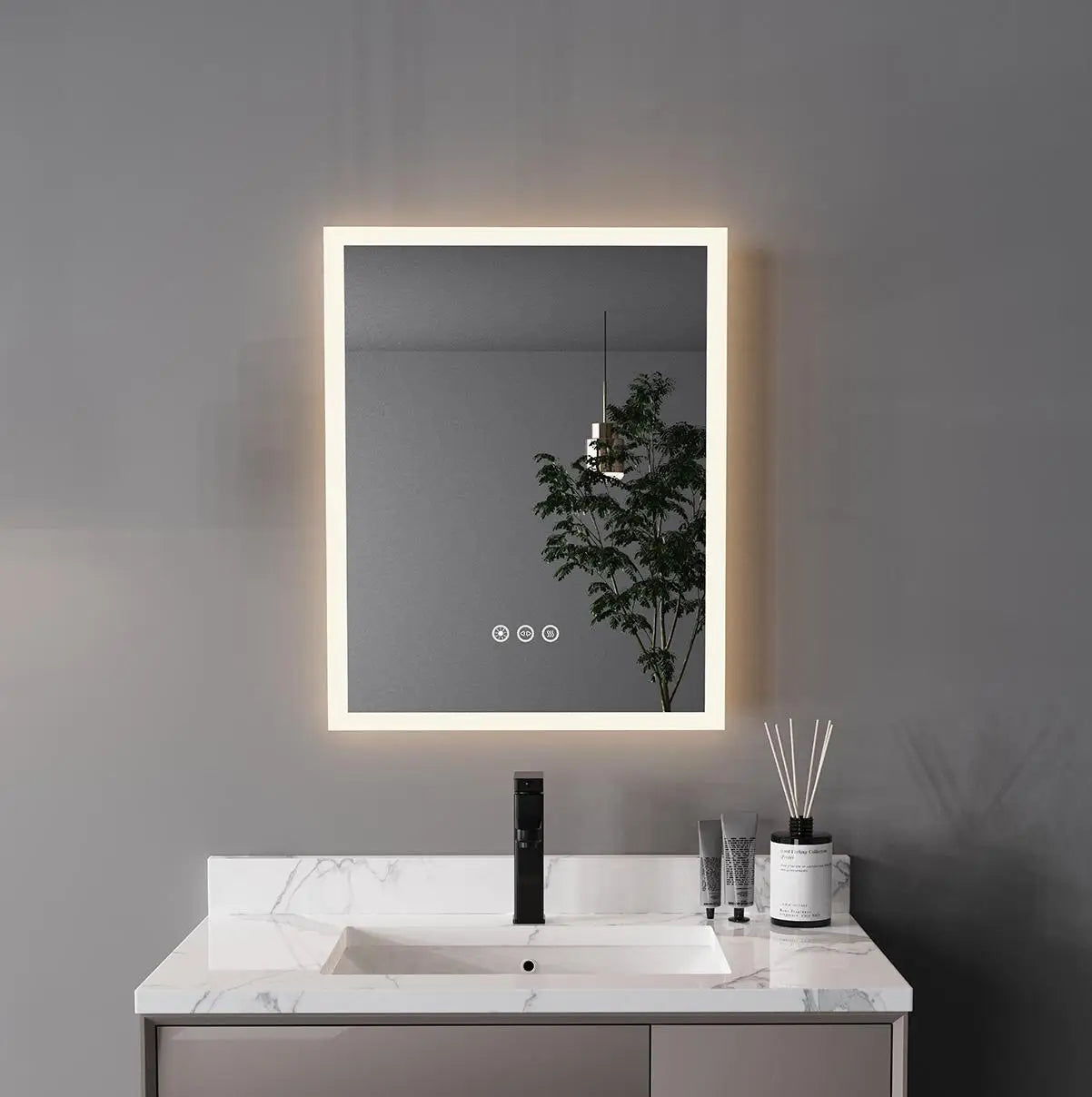 Vanity LED Illuminated Bathroom Mirror Wall Mount Cosmetic Lights Touch Antifog 400x500mm / 16x20 in