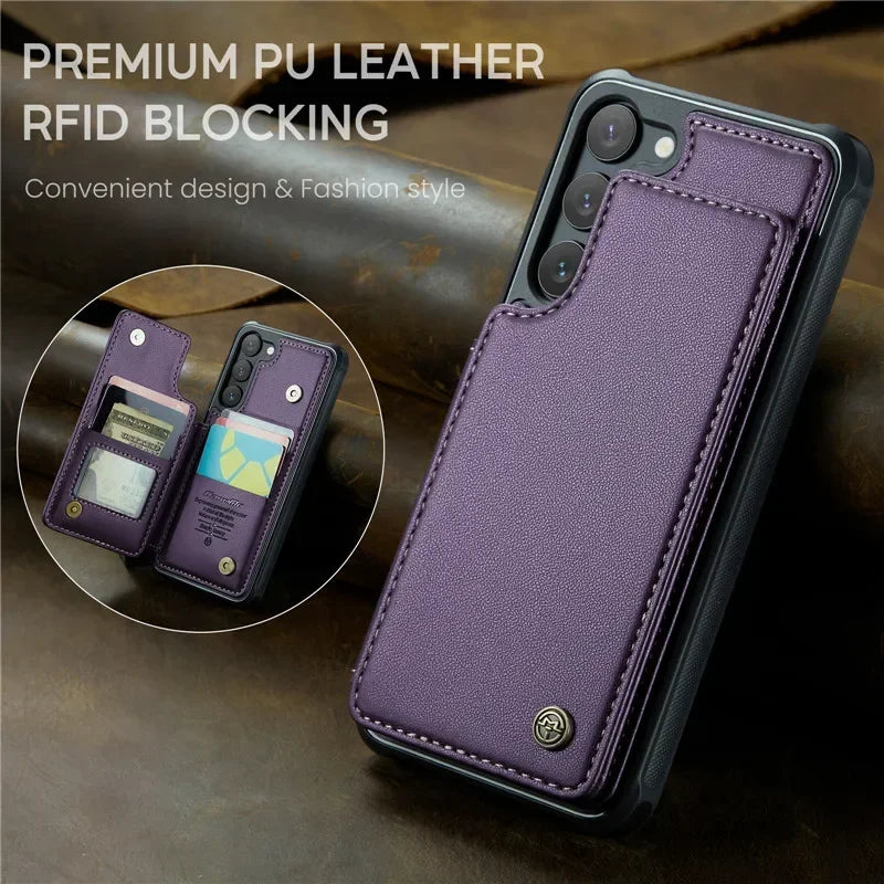 Caseme Wallet Phone Case Leather Magnetic Pocket Cover For Samsung Galaxy S24 Ultra S23 S22 S21 S20 Ultra Plus FE Note 20Ultra