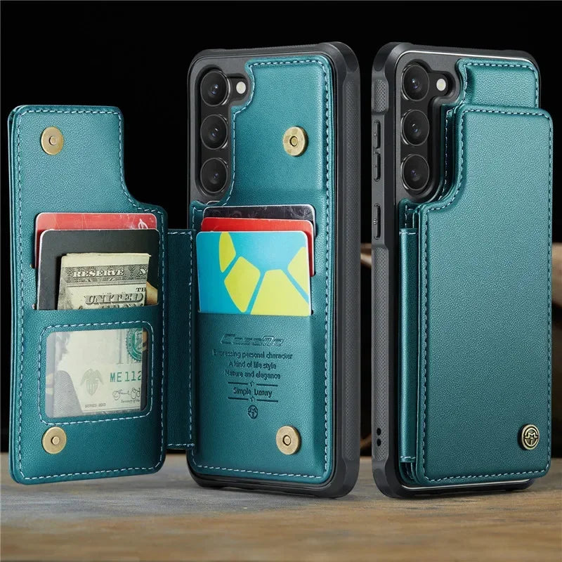 Caseme Wallet Phone Case Leather Magnetic Pocket Cover For Samsung Galaxy S24 Ultra S23 S22 S21 S20 Ultra Plus FE Note 20Ultra