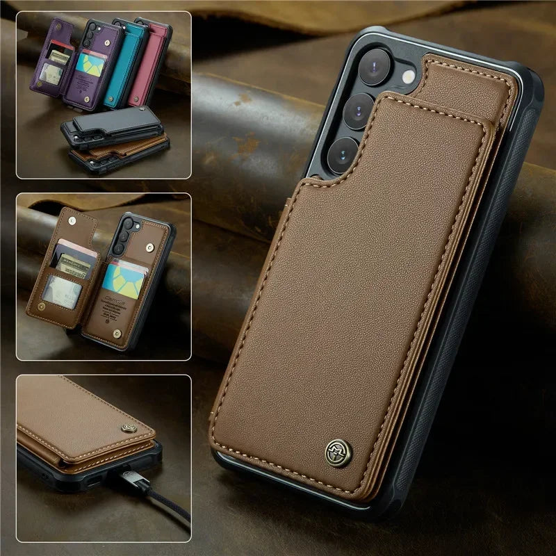 Caseme Wallet Phone Case Leather Magnetic Pocket Cover For Samsung Galaxy S24 Ultra S23 S22 S21 S20 Ultra Plus FE Note 20Ultra