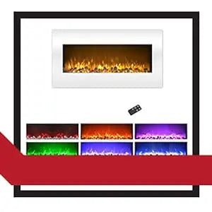 36-Inch Wall Mounted Electric Fireplace - 10-Color LED Flame and 3 Media Backgrounds with Adjustable Brightness Remote Northwest