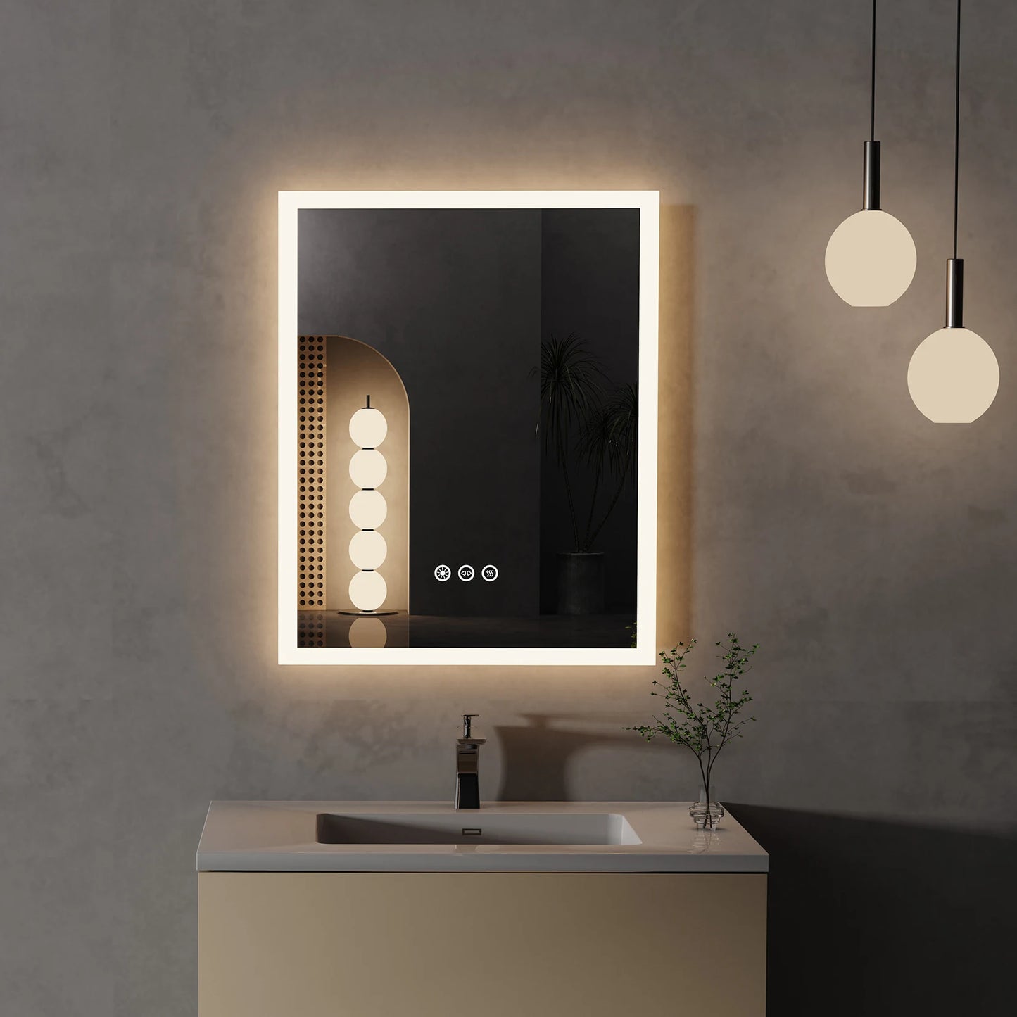 Vanity LED Illuminated Bathroom Mirror Wall Mount Cosmetic Lights Touch Antifog 400x500mm / 16x20 in