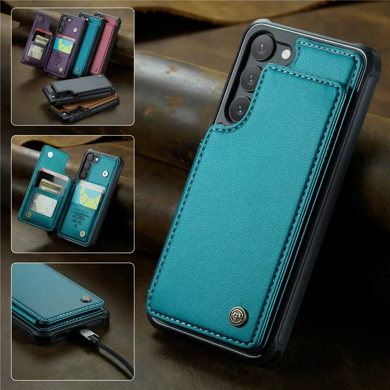 Caseme Wallet Phone Case Leather Magnetic Pocket Cover For Samsung Galaxy S24 Ultra S23 S22 S21 S20 Ultra Plus FE Note 20Ultra