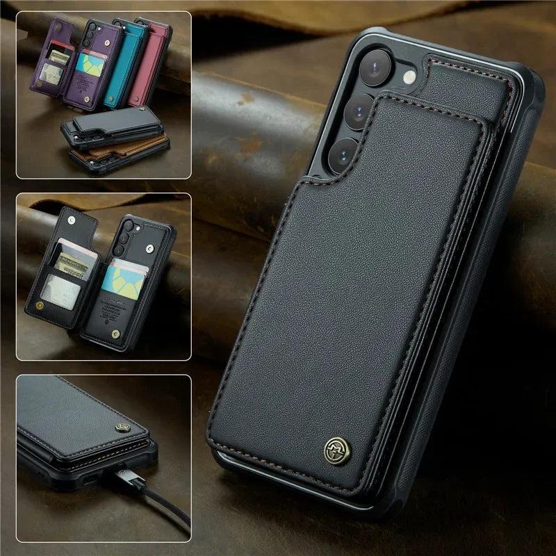 Caseme Wallet Phone Case Leather Magnetic Pocket Cover For Samsung Galaxy S24 Ultra S23 S22 S21 S20 Ultra Plus FE Note 20Ultra