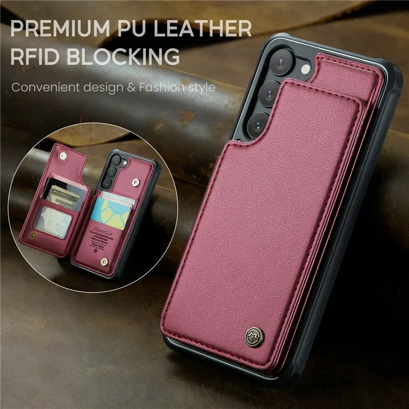 Caseme Wallet Phone Case Leather Magnetic Pocket Cover For Samsung Galaxy S24 Ultra S23 S22 S21 S20 Ultra Plus FE Note 20Ultra