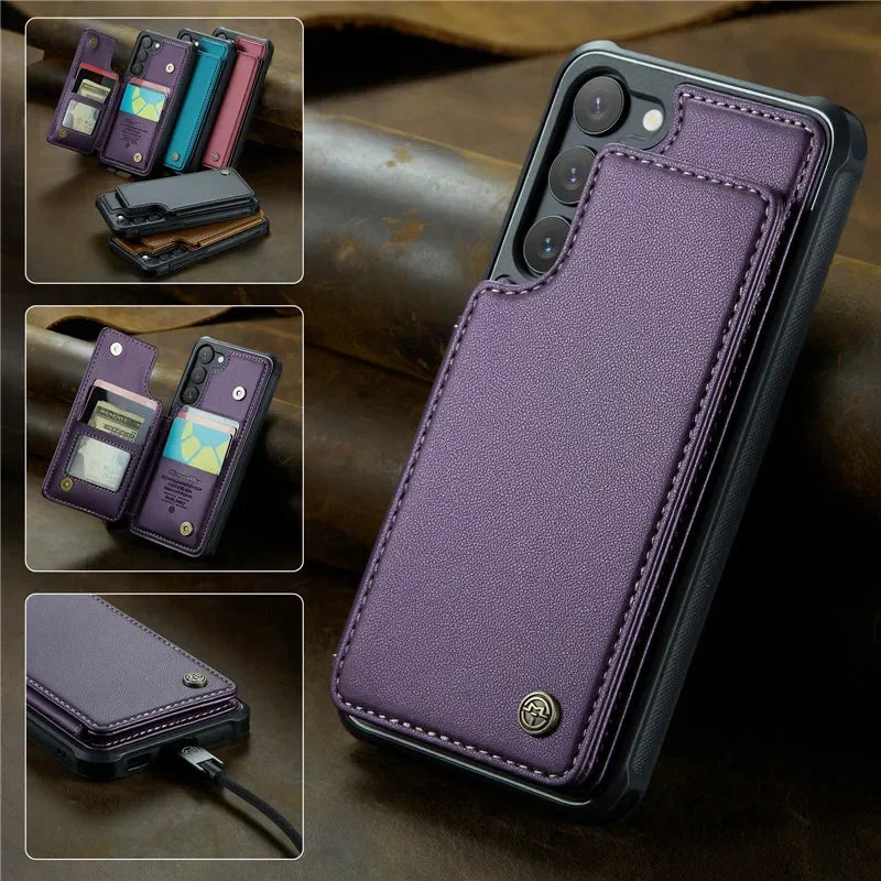 Caseme Wallet Phone Case Leather Magnetic Pocket Cover For Samsung Galaxy S24 Ultra S23 S22 S21 S20 Ultra Plus FE Note 20Ultra