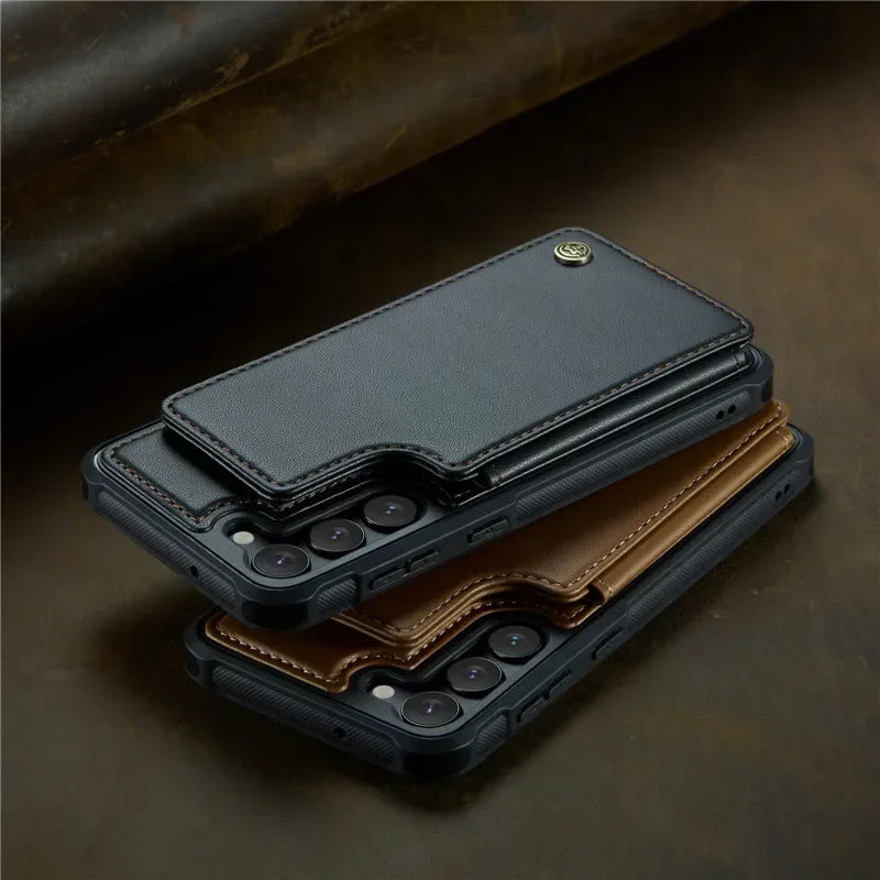 Caseme Wallet Phone Case Leather Magnetic Pocket Cover For Samsung Galaxy S24 Ultra S23 S22 S21 S20 Ultra Plus FE Note 20Ultra