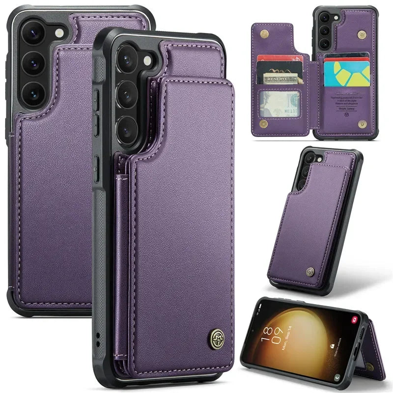 Caseme Wallet Phone Case Leather Magnetic Pocket Cover For Samsung Galaxy S24 Ultra S23 S22 S21 S20 Ultra Plus FE Note 20Ultra