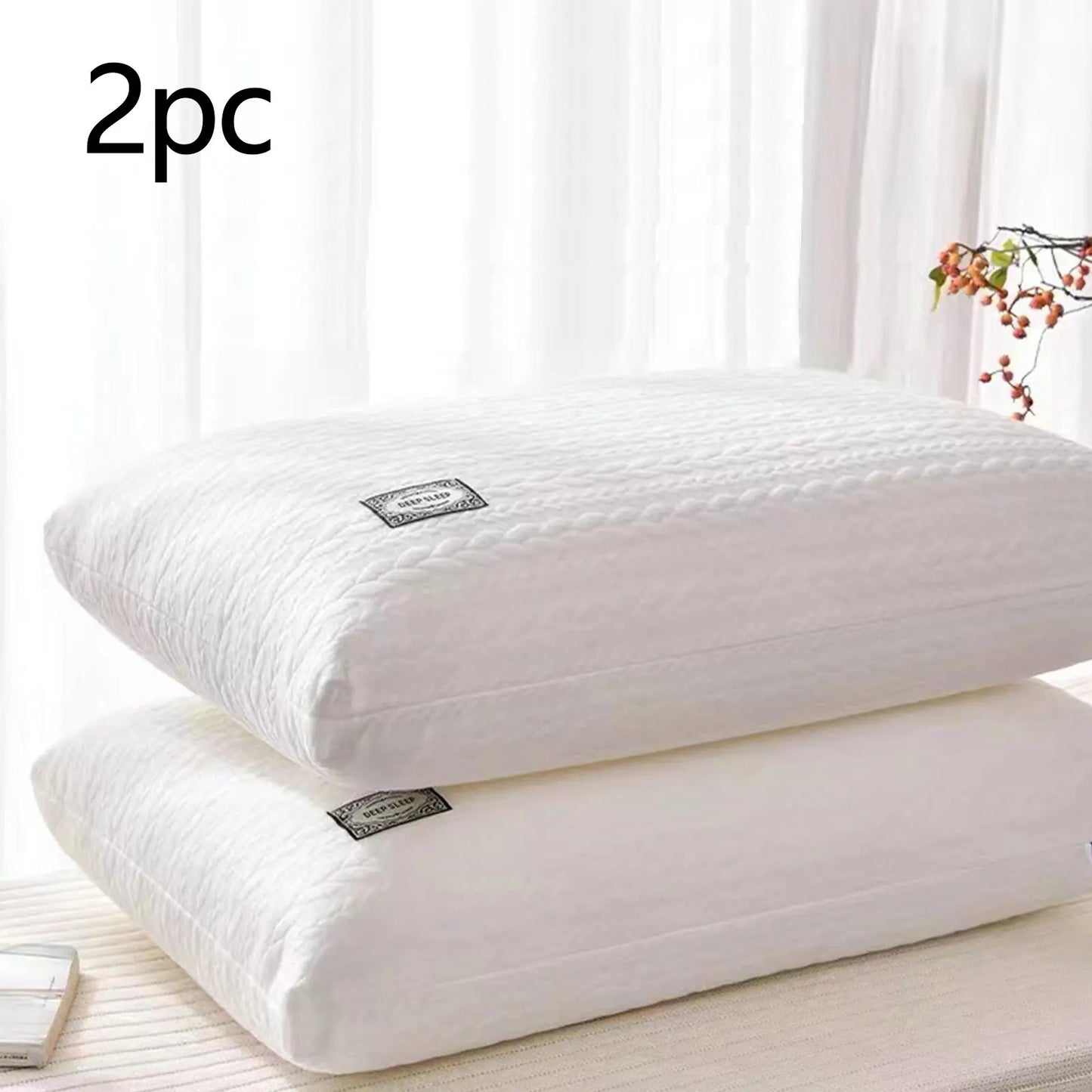 2pcs high quality sleep pillow Breathable and skin friendly deep sleep neck pillow does not collapse soft cotton pillowcase